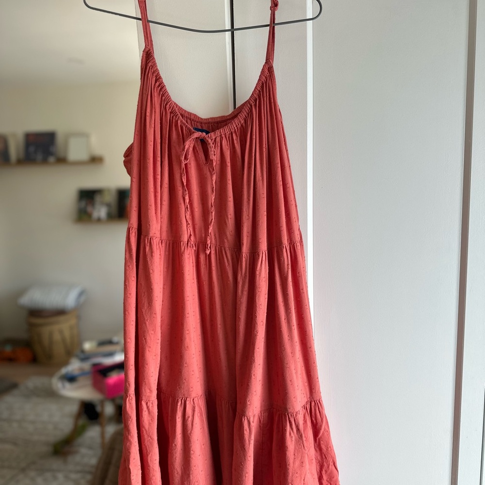 Old Navy Coral Tiered Midi Dress